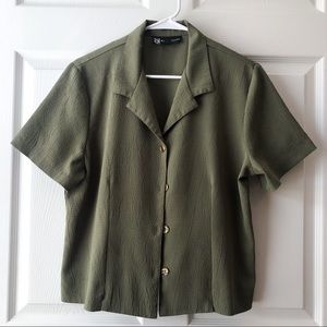 Vintage olive green button down shirt